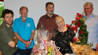 V.l. Felix Stross, Volker Paetsch, Peter und Claudia Lutterkord und Richard Schaurig. (Foto: Ulrike Seiffert/Unser Würmtal)