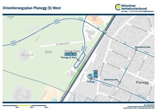 Auch die Buslinien 260 und 266 wurden angepasst (Grafik:  Münchner Verkehrs- und Tarifverbund GmbH, Kartengrundlage: OpenStreetMap-Mitwirkende)