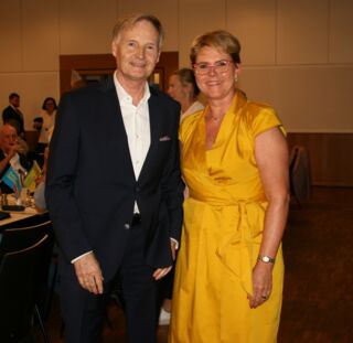 Dr. Thomas Klaue (Wahlkreiskandidat für die BTW 2025), Monika Bock (Kreisvorsitzende) (Foto: FDP München-Land)