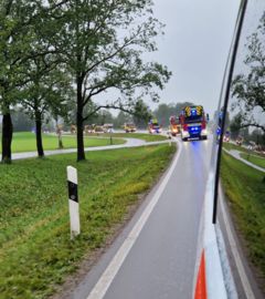 Einsatzkräfte aus dem Landkreis München auf dem Weg zu Hilfseinsätzen im Landkreis Bad Tölz-Wolfratshausen