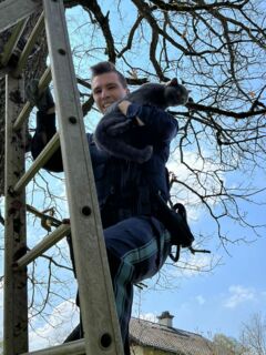 Polizeiobermeister Stephan Brand als Höhenretter (Foto: Polizei Gauting)