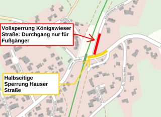 Sperrungen wegen Umverlegung von Versorgungsleitungen (Skizze: Staatliches Bauamt Weilheim)