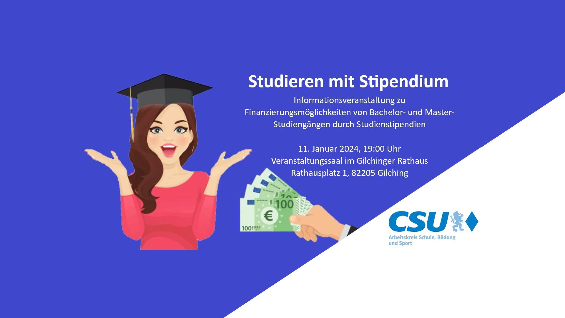 13 staatliche Studienförderwerke untertützen mit ihrem Angebot Studentinnen und Studenten (Grafik: CSU Sstarnberg)